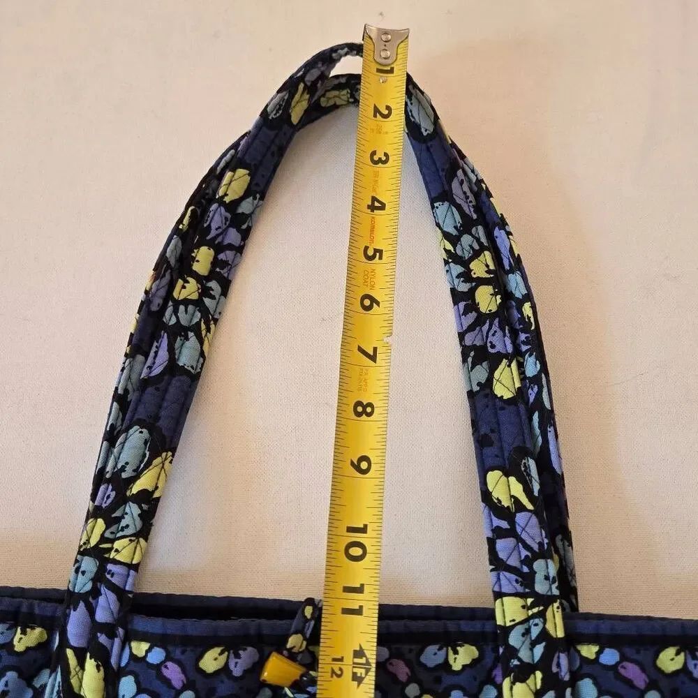 Vera Bradley Womens Indigo Pop Floral Toggle Closure Beach Tote Bag Blue La - Picture 9 of 11